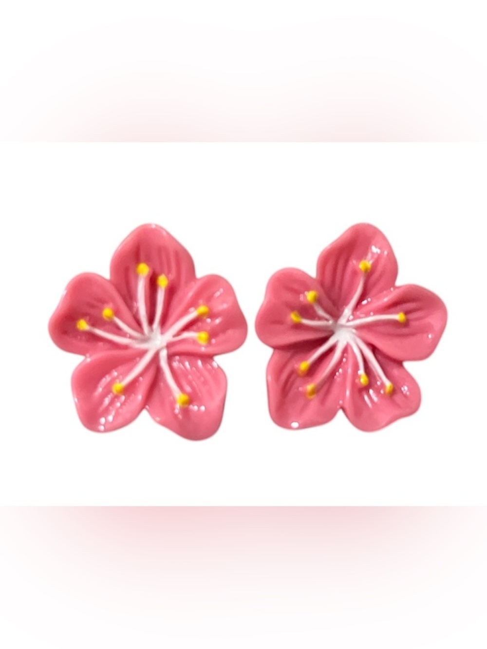 Pink Floral Stud Earrings - Elegant Flower Post Earrings